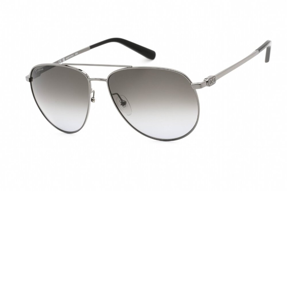 Salvatore Ferragamo Aviator Sunglasses Shiny Ruthenium Brand New In Box